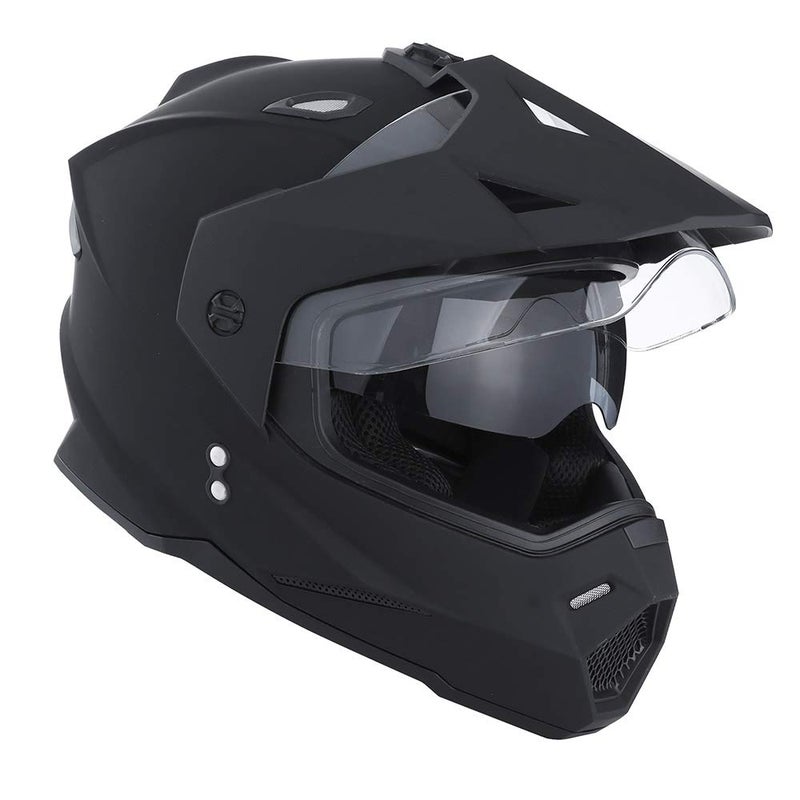 1Storm Dual Sport Motorcycle Motocross Off Road Full Face Helmet Dual Visor Matt Black, Size XL - Image 4
